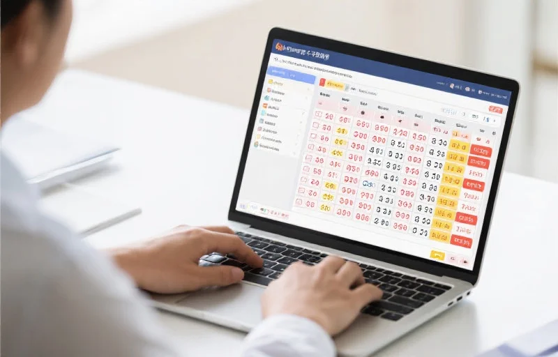 一个人在使用笔记本电脑查询澳洲幸运十开奖结果,屏幕上显示着数字和开奖列表,环境明亮且有条理